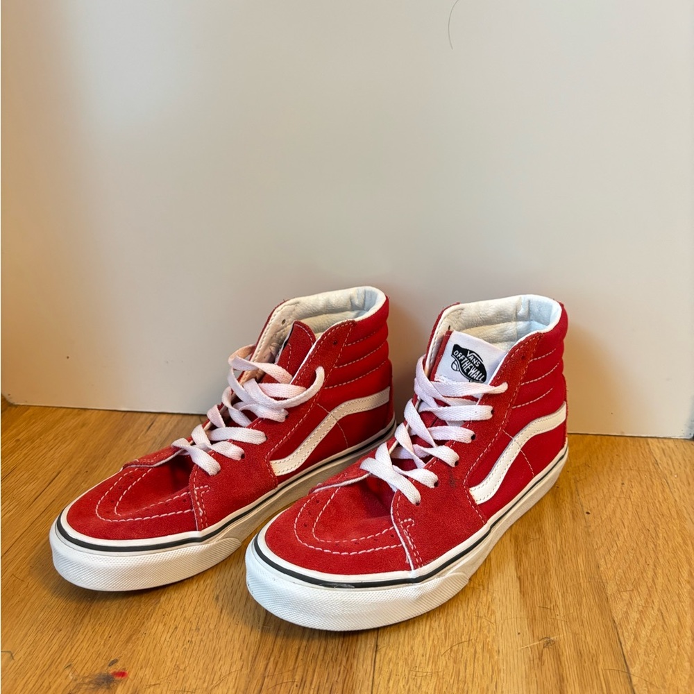 Vans SK8-Hi Red and White High-Top Sneakers